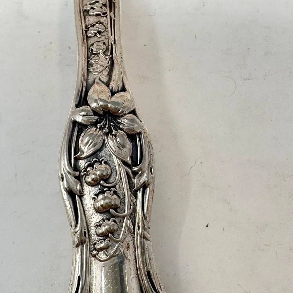 Antique 1909 Rogers & Bro Florette Silverplate Gravy Sauce Ladle Serving Spoon